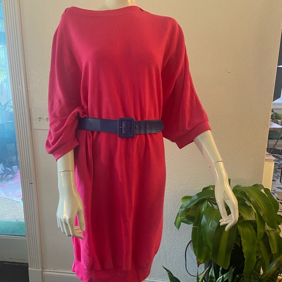 Vintage 1980s Hot Pink sweater dress! - Picture 1 of 5
